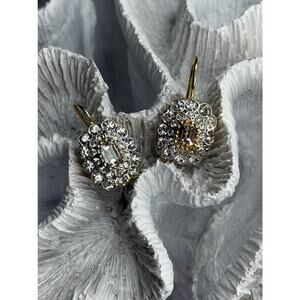 GA Italy 925 Sterling Silver Gold Plated White Topaz Earrings